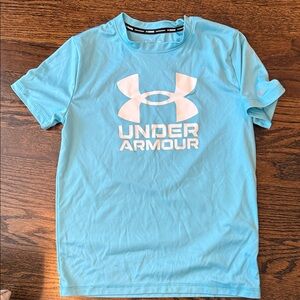 Under Armour Sky Blue Tee with White Logo medium